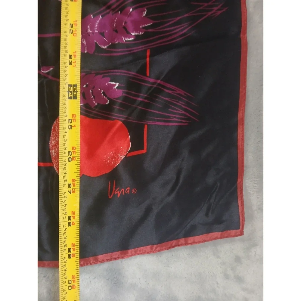 Vera Neumann Vintage Silk‎ Scarf Black Cornucopia Fruit Harvest Made in Japan